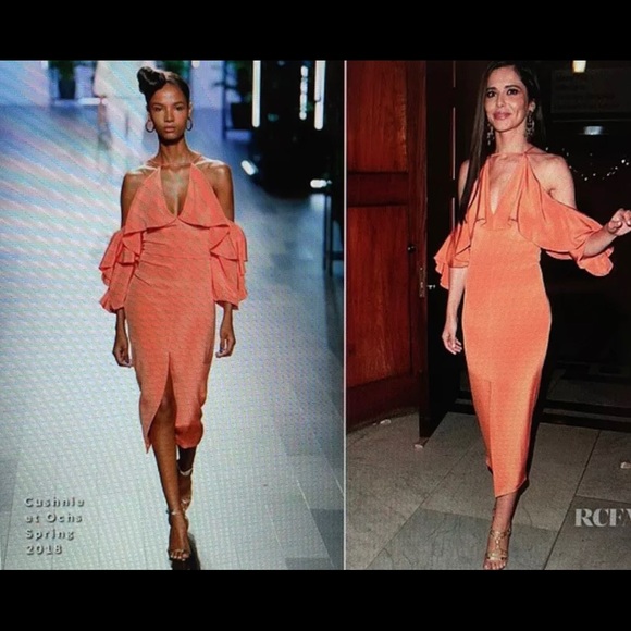 CUSHNIE! Papaya Aura Midi Dress 8 - Picture 5 of 8